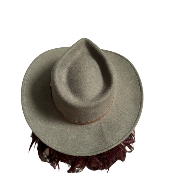 Boutique 100% Wool Olive Fedora Made in USA with Leather Trim NWT Unisex - Picture 12 of 15